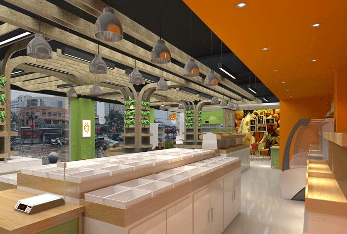 200平方米水果店購(gòu)買區(qū)域裝修設(shè)計(jì)案例效果圖