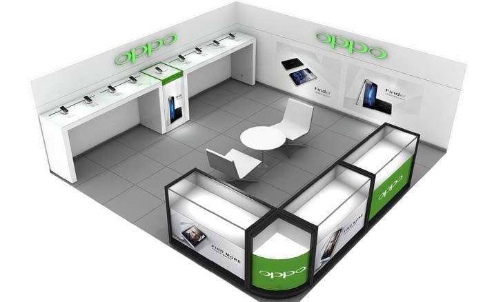 oppo智能手機體驗店整體區域裝修設計案例效果圖