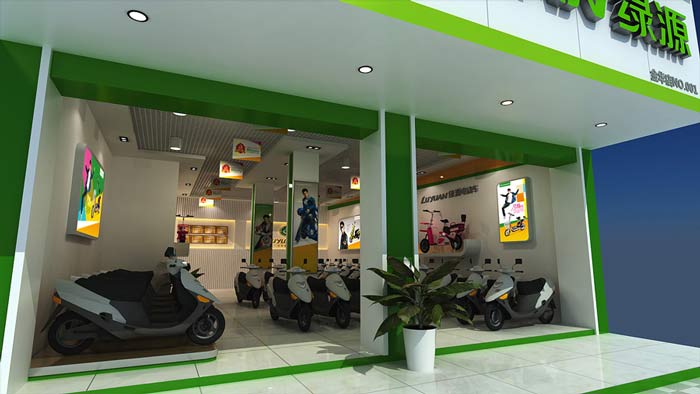 綠源電動車店鋪、店面門面裝修設計案例效果圖