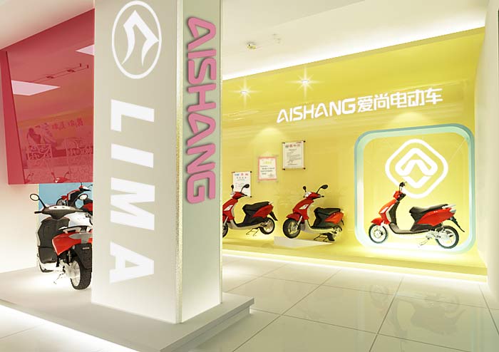 電動車銷售展示中心、店面背景墻裝修設計案例效果圖