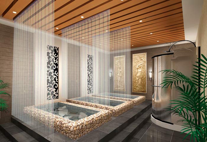 時尚養生館會所浴室裝修設計案例效果圖
