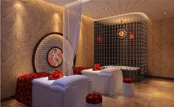 佩蒂美容SPA會所按摩室室內背景墻裝修設計案例效果圖