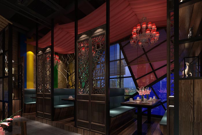 浪漫情侶主題餐廳包廂裝修設(shè)計案例效果圖