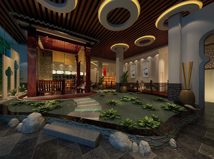 藏茗薈茶藝館大廳裝修設(shè)計案例效果圖