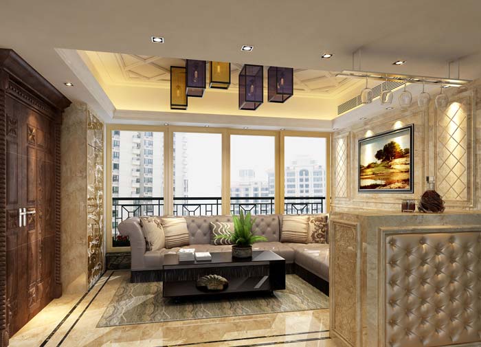 歐洲貴族情懷別墅進門區域裝修設計案例效果圖