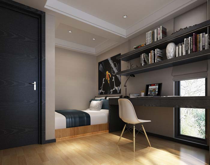 現代簡約風格別墅書房裝修設計案例效果圖