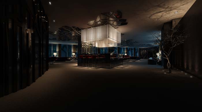 休閑類型主題餐廳酒吧吊頂裝修設計案例效果圖