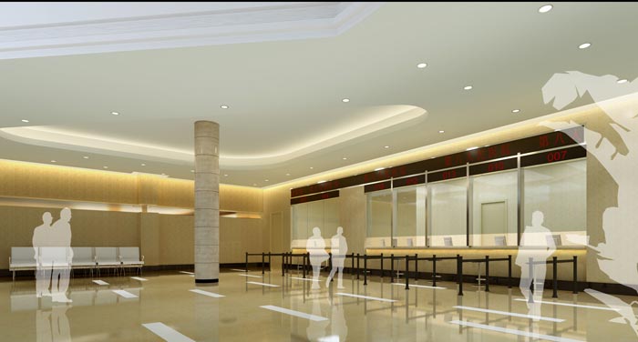 人民醫院室內掛號廳裝修設計案例效果圖
