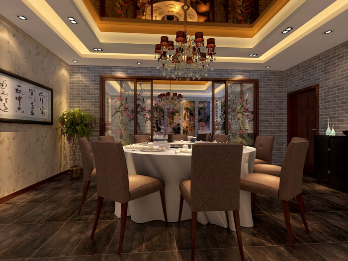 中式風格火鍋店包廂裝修設計案例效果圖