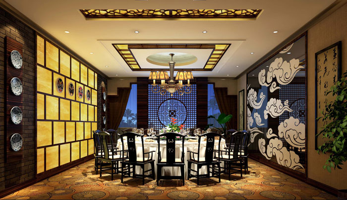 簡潔、大氣中式餐廳包廂裝修設(shè)計(jì)案例效果圖