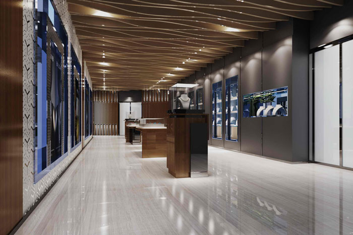 文化產品體驗中心展柜區域過道裝修設計案例效果圖