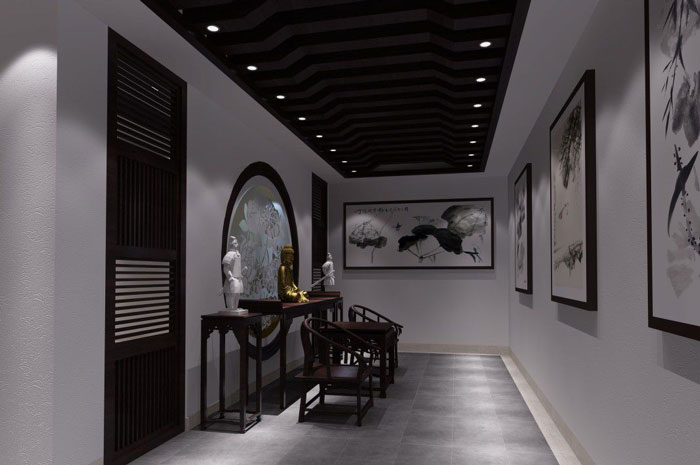 木業家居展廳前臺裝修設計案例效果圖