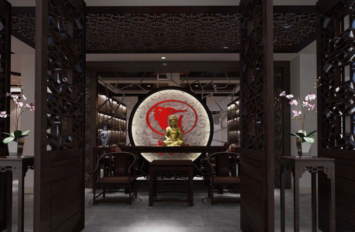 木業家居展廳隔斷裝修設計案例效果圖