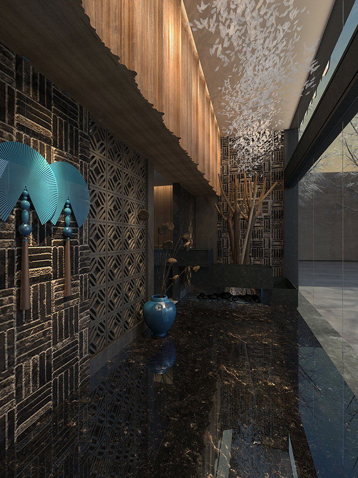 時而驚奇、時而陶醉的烤魚店過道裝修設計方案效果圖