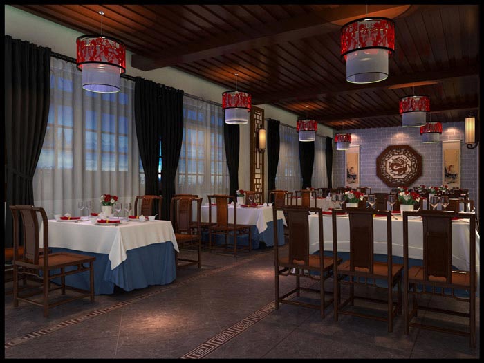 610平方中餐廳過道裝修設計方案效果圖