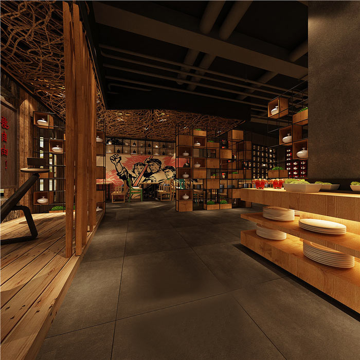 7080主題餐廳餐桌裝修設計效果圖