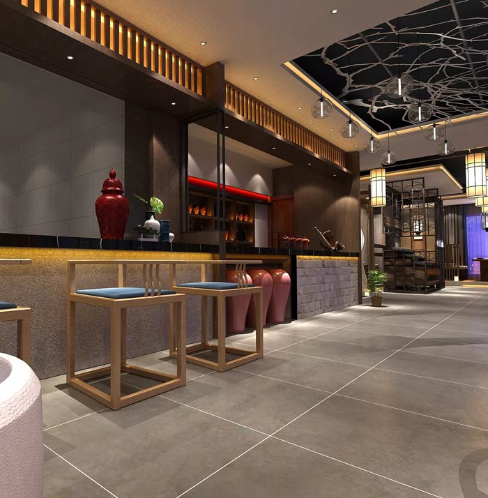 新中式火鍋店進門區裝修設計效果圖