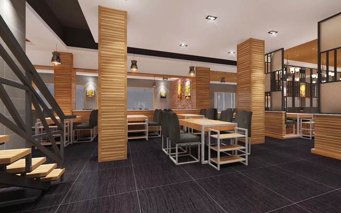 魚火鍋店一樓餐區裝修設計效果圖