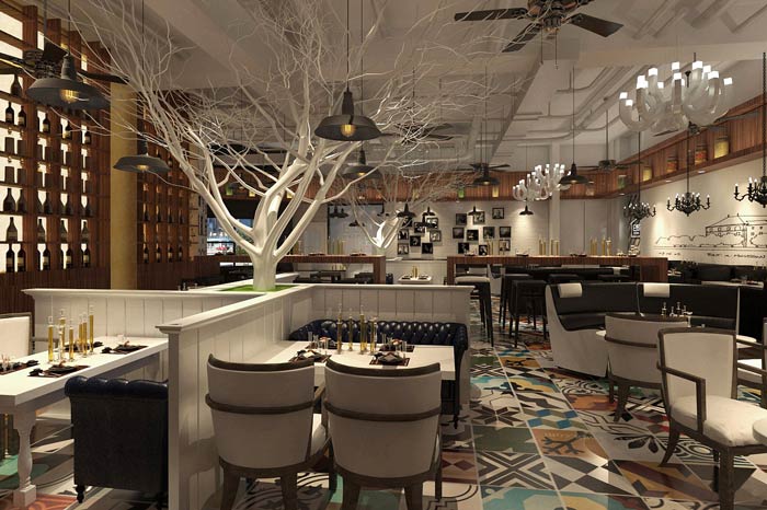 休閑西餐廳四人區裝修設計效果圖