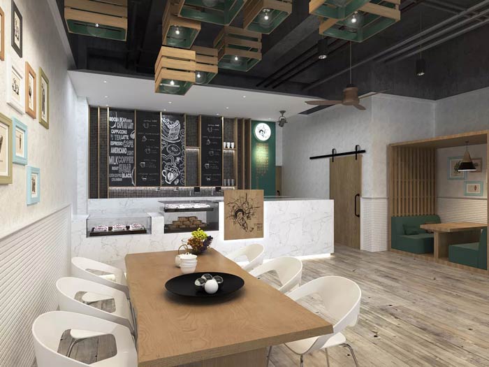 街角的咖啡店六人區裝修設計效果圖