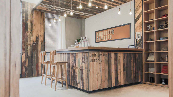 新中式風(fēng)格辦公室進(jìn)門吧臺區(qū)裝修效果圖