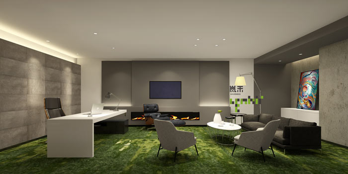 網絡科技公司董事長辦公室裝修設計效果圖