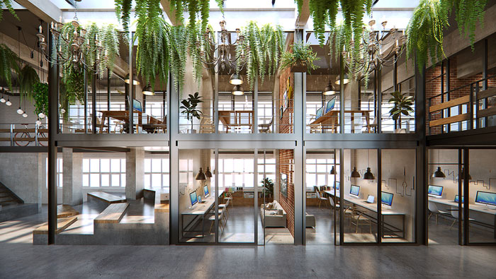 loft風(fēng)格眾創(chuàng)空間辦公室辦公區(qū)裝修設(shè)計效果圖