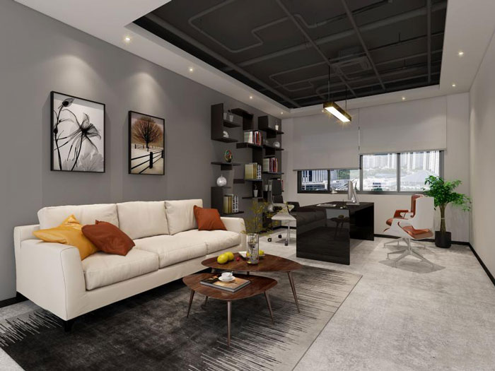 教育設備公司總經理辦公室裝修設計效果圖