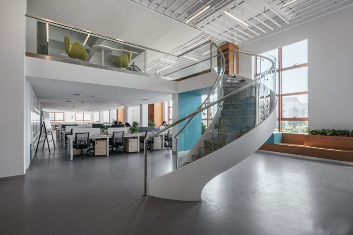 生物公司辦公室一樓辦公區裝修設計效果圖