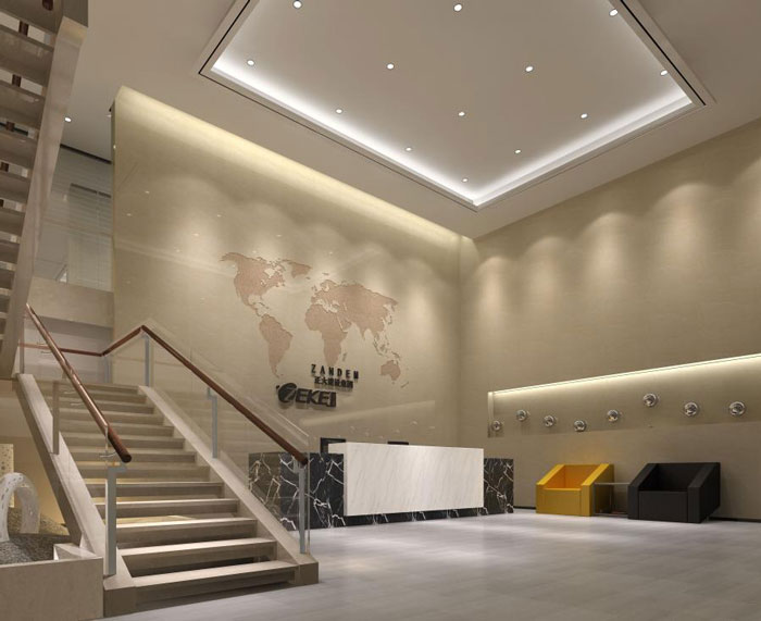 杭州倉前辦公室前臺裝修設計效果圖