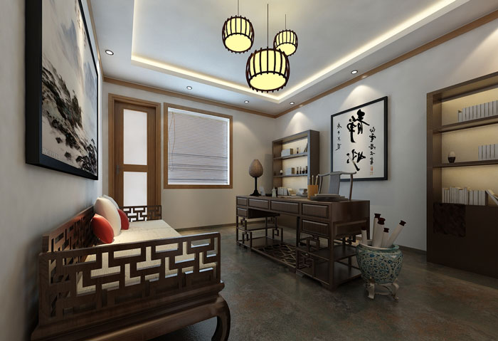 中醫(yī)館館長辦公室裝修設計效果圖