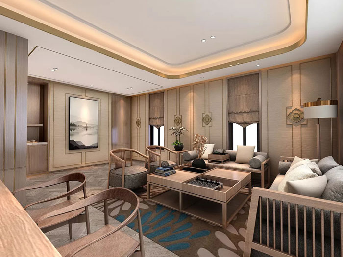 新中式辦公室休息區設計效果圖