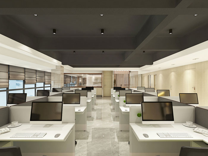 現代中式辦公室辦公區裝修效果圖