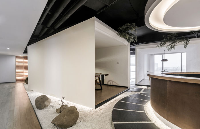 禪意辦公會所接待區(qū)裝修效果圖