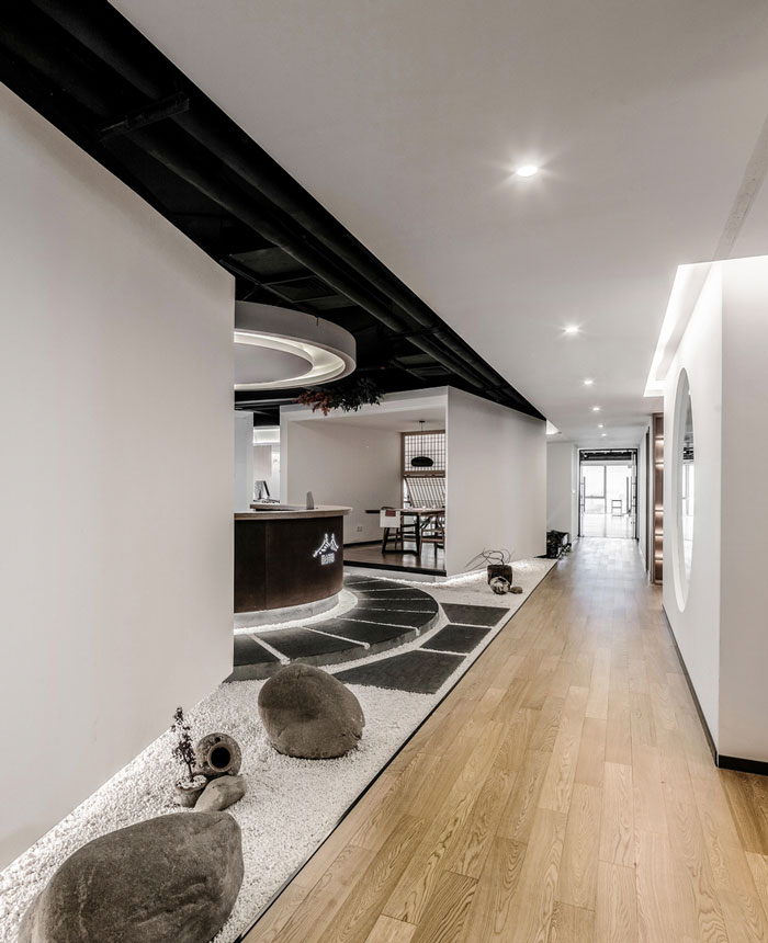 禪意辦公會所進門區(qū)裝修效果圖