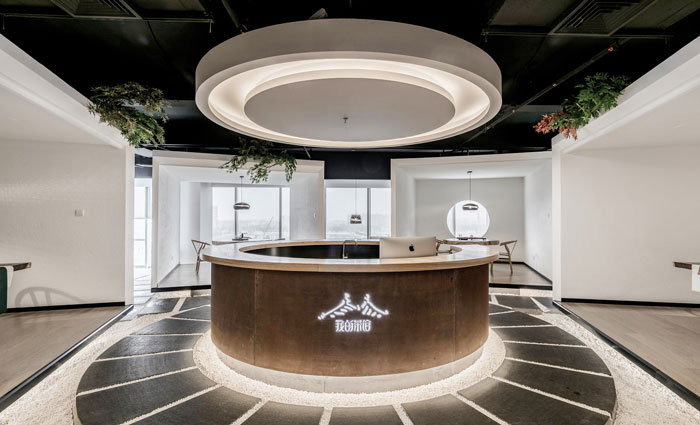 禪意辦公會所前臺裝修效果圖