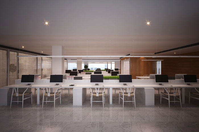 現代中式辦公會所辦公區設計效果圖