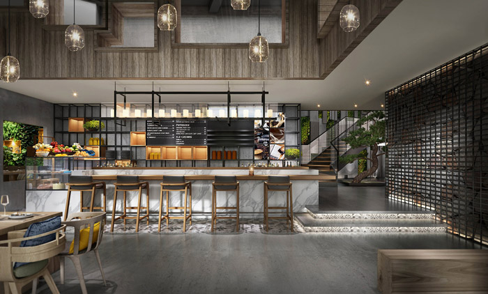 生態(tài)餐廳吧臺裝修設(shè)計(jì)效果圖