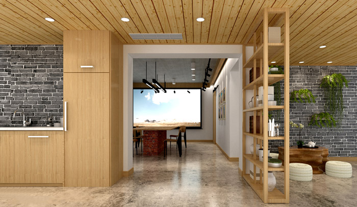 新中式工作室茶水吧裝修設計效果圖