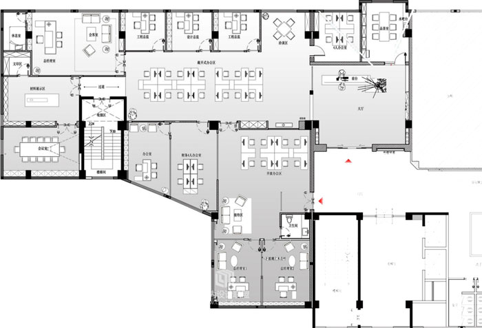 商務大廈辦公室裝修設計平面圖