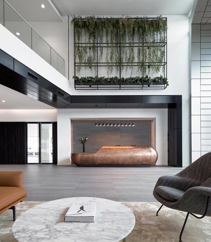 商業(yè)園辦公室前臺裝修設計效果圖